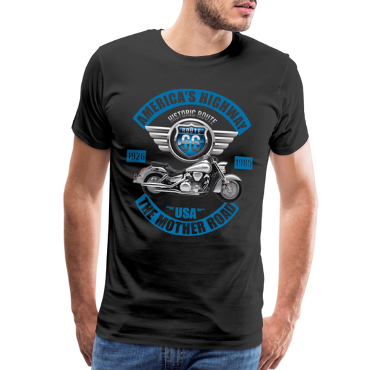 America's Road, Route 66 Shirt, Fathers Day Gift, Mother Road, Route 66 T-Shirt, Road Trip Shirt, Route 66 USA Motorcycle Biker Souvenir Tee - black