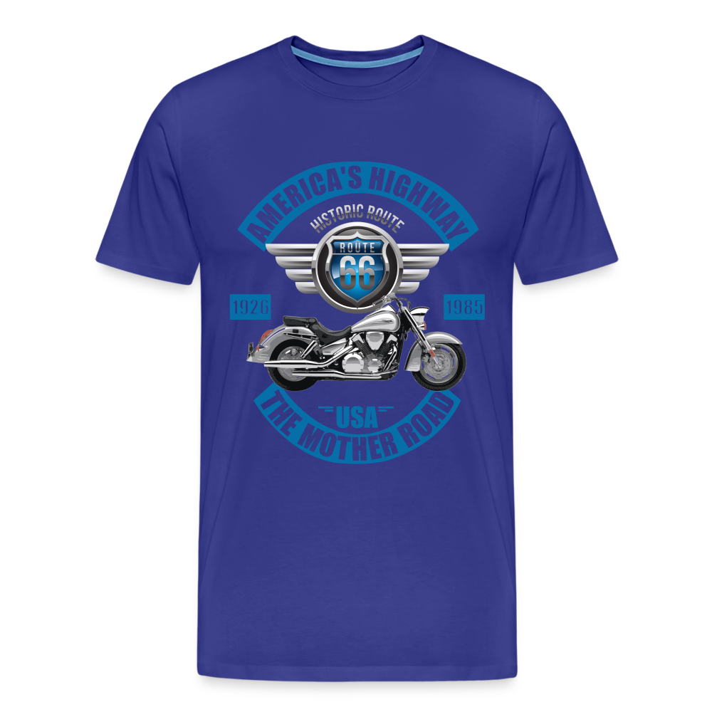 America's Road, Route 66 Shirt, Fathers Day Gift, Mother Road, Route 66 T-Shirt, Road Trip Shirt, Route 66 USA Motorcycle Biker Souvenir Tee - royal blue