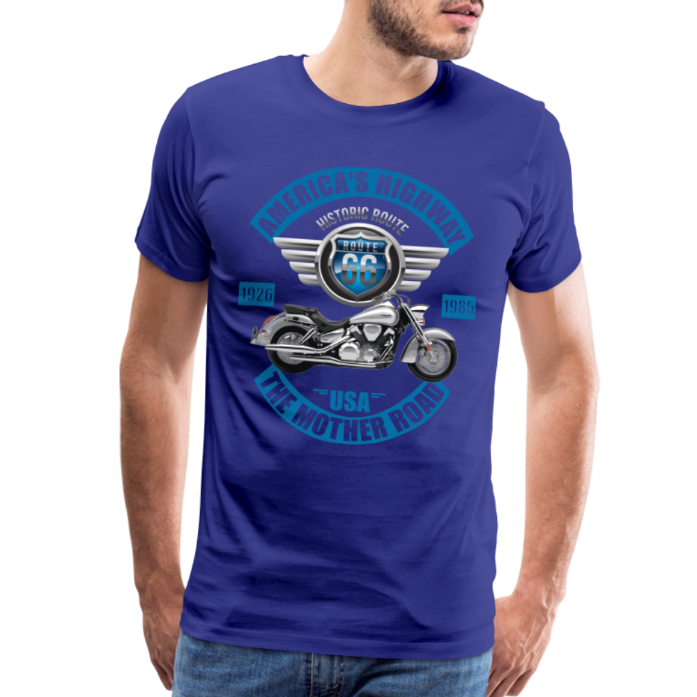 America's Road, Route 66 Shirt, Fathers Day Gift, Mother Road, Route 66 T-Shirt, Road Trip Shirt, Route 66 USA Motorcycle Biker Souvenir Tee - royal blue