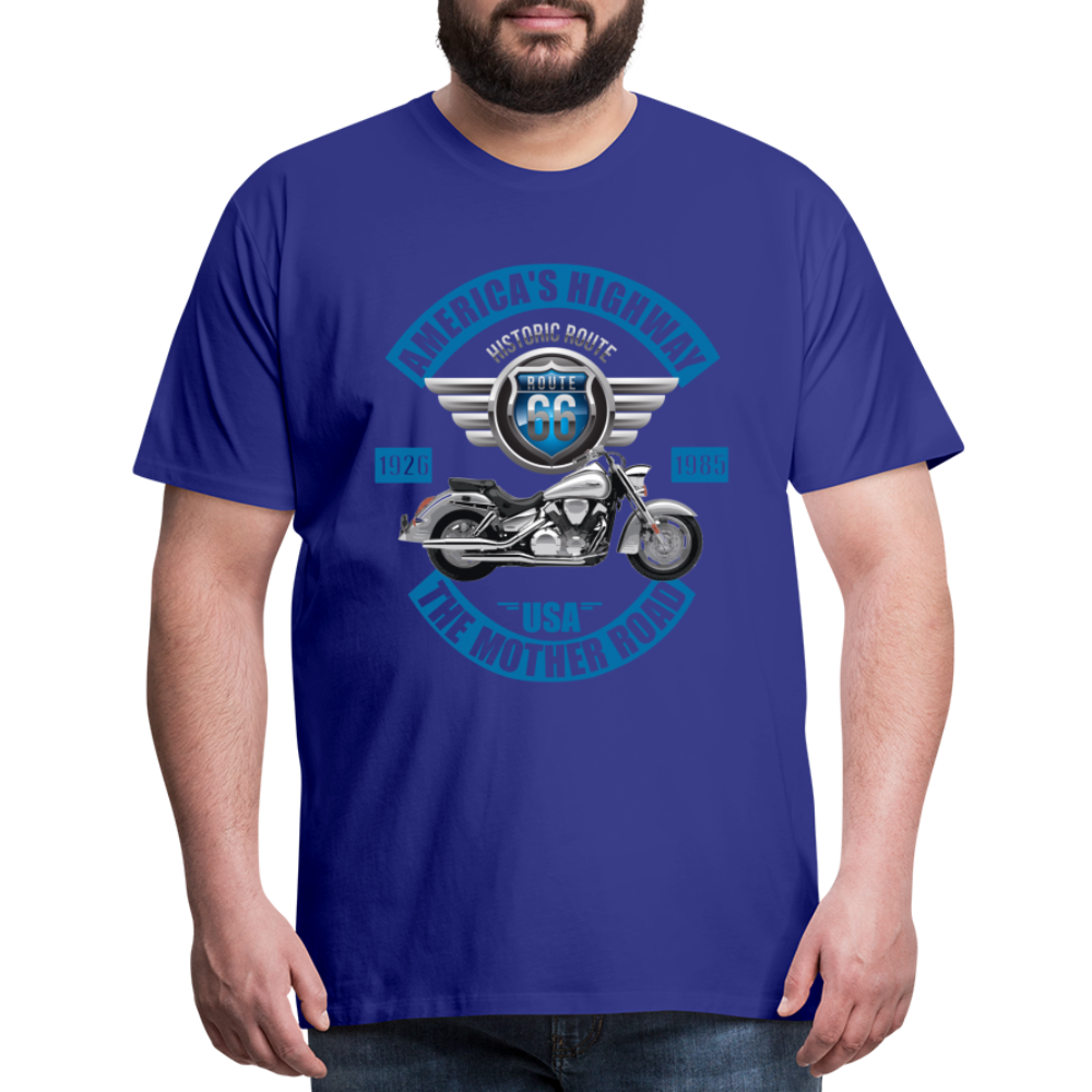 America's Road, Route 66 Shirt, Fathers Day Gift, Mother Road, Route 66 T-Shirt, Road Trip Shirt, Route 66 USA Motorcycle Biker Souvenir Tee - royal blue
