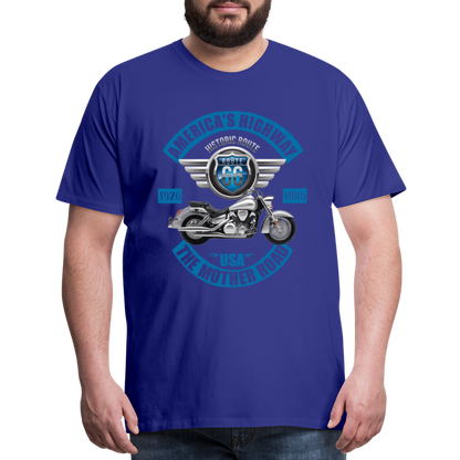 America's Road, Route 66 Shirt, Fathers Day Gift, Mother Road, Route 66 T-Shirt, Road Trip Shirt, Route 66 USA Motorcycle Biker Souvenir Tee - royal blue