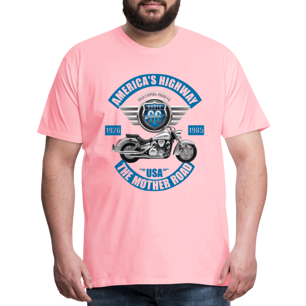 America's Road, Route 66 Shirt, Fathers Day Gift, Mother Road, Route 66 T-Shirt, Road Trip Shirt, Route 66 USA Motorcycle Biker Souvenir Tee - pink