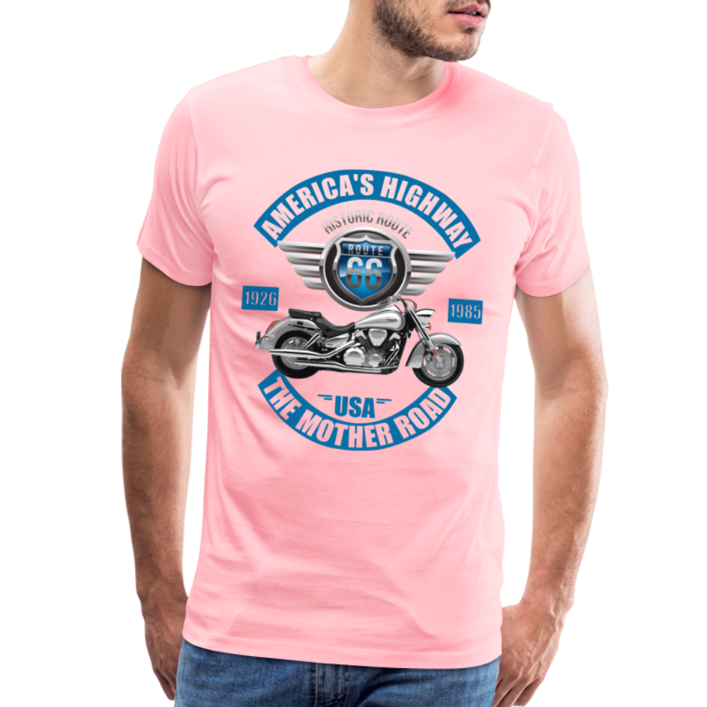 America's Road, Route 66 Shirt, Fathers Day Gift, Mother Road, Route 66 T-Shirt, Road Trip Shirt, Route 66 USA Motorcycle Biker Souvenir Tee - pink