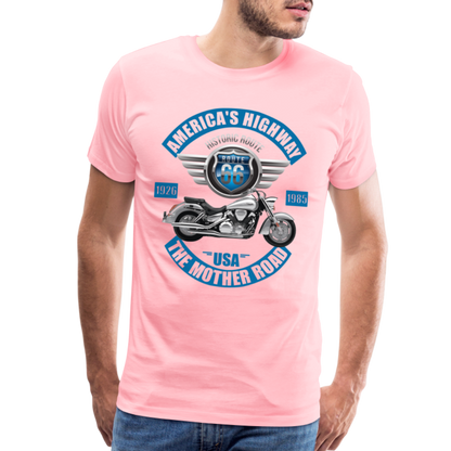 America's Road, Route 66 Shirt, Fathers Day Gift, Mother Road, Route 66 T-Shirt, Road Trip Shirt, Route 66 USA Motorcycle Biker Souvenir Tee - pink