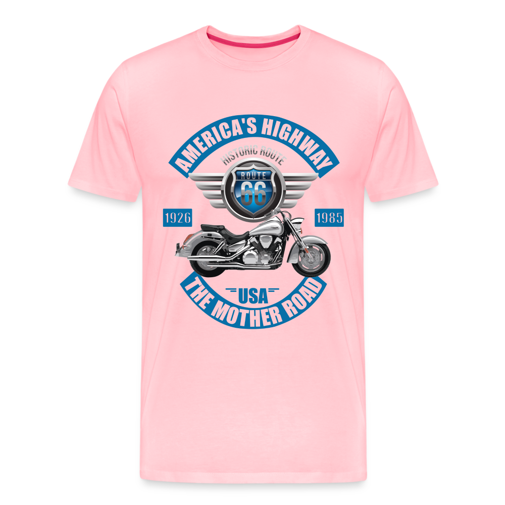 America's Road, Route 66 Shirt, Fathers Day Gift, Mother Road, Route 66 T-Shirt, Road Trip Shirt, Route 66 USA Motorcycle Biker Souvenir Tee - pink