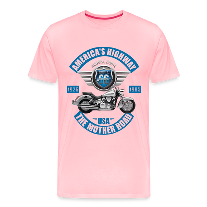 America's Road, Route 66 Shirt, Fathers Day Gift, Mother Road, Route 66 T-Shirt, Road Trip Shirt, Route 66 USA Motorcycle Biker Souvenir Tee - pink