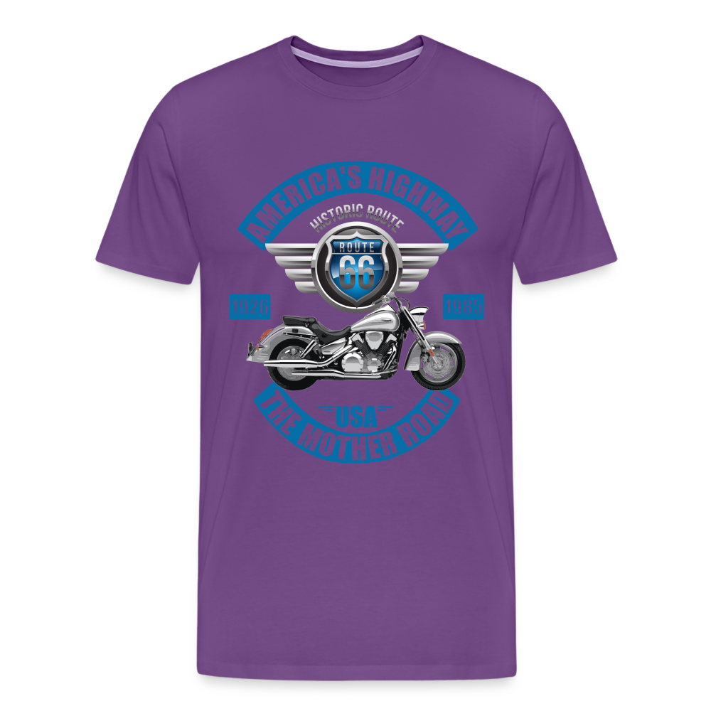 America's Road, Route 66 Shirt, Fathers Day Gift, Mother Road, Route 66 T-Shirt, Road Trip Shirt, Route 66 USA Motorcycle Biker Souvenir Tee - purple