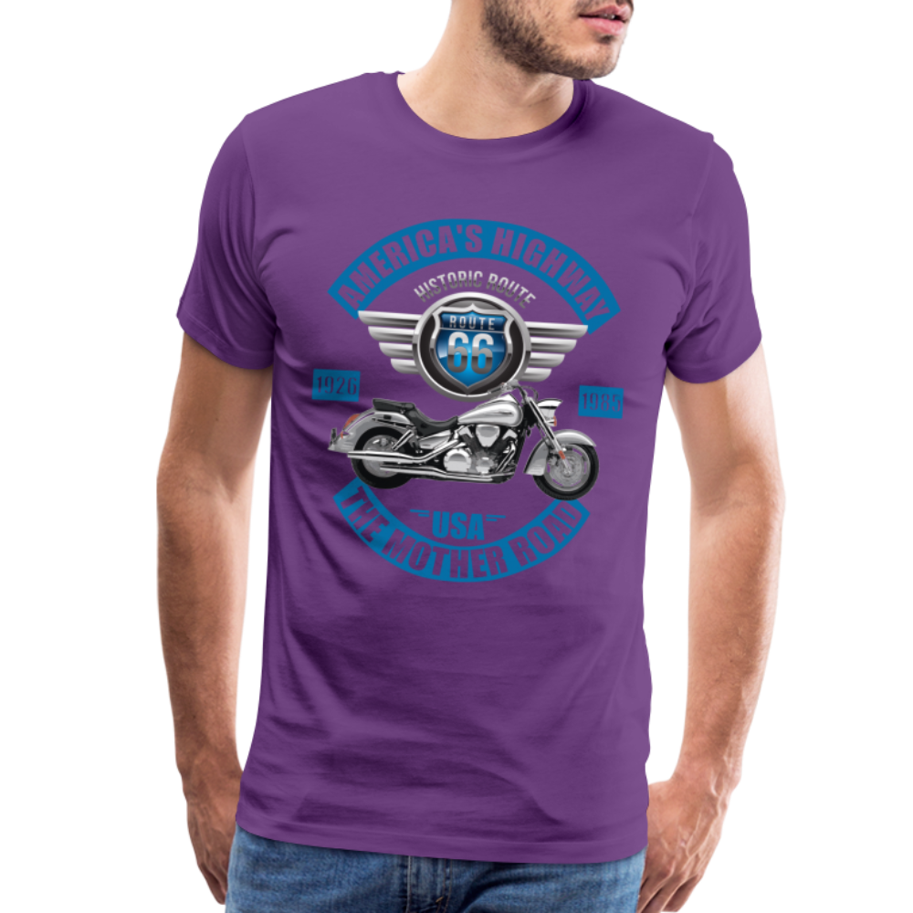 America's Road, Route 66 Shirt, Fathers Day Gift, Mother Road, Route 66 T-Shirt, Road Trip Shirt, Route 66 USA Motorcycle Biker Souvenir Tee - purple