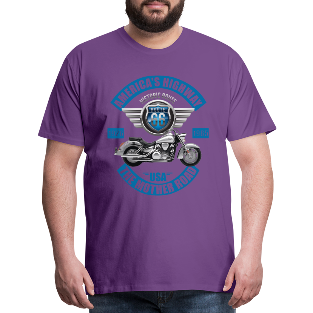 America's Road, Route 66 Shirt, Fathers Day Gift, Mother Road, Route 66 T-Shirt, Road Trip Shirt, Route 66 USA Motorcycle Biker Souvenir Tee - purple