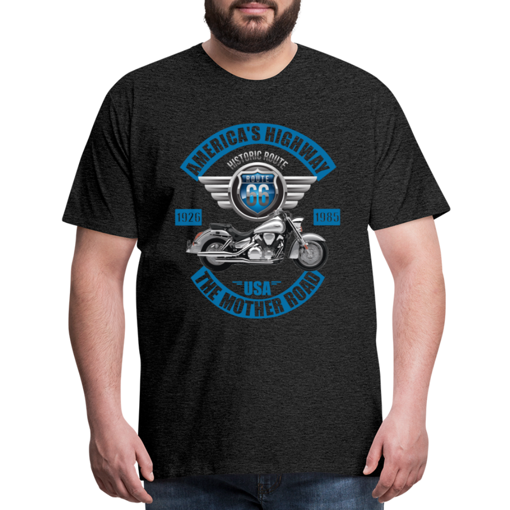 America's Road, Route 66 Shirt, Fathers Day Gift, Mother Road, Route 66 T-Shirt, Road Trip Shirt, Route 66 USA Motorcycle Biker Souvenir Tee - charcoal grey
