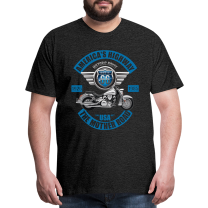 America's Road, Route 66 Shirt, Fathers Day Gift, Mother Road, Route 66 T-Shirt, Road Trip Shirt, Route 66 USA Motorcycle Biker Souvenir Tee - charcoal grey