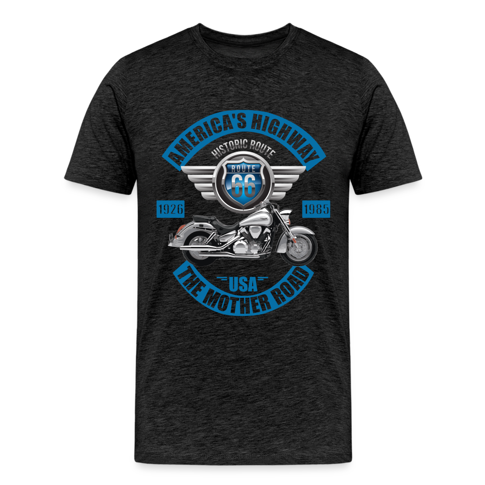 America's Road, Route 66 Shirt, Fathers Day Gift, Mother Road, Route 66 T-Shirt, Road Trip Shirt, Route 66 USA Motorcycle Biker Souvenir Tee - charcoal grey