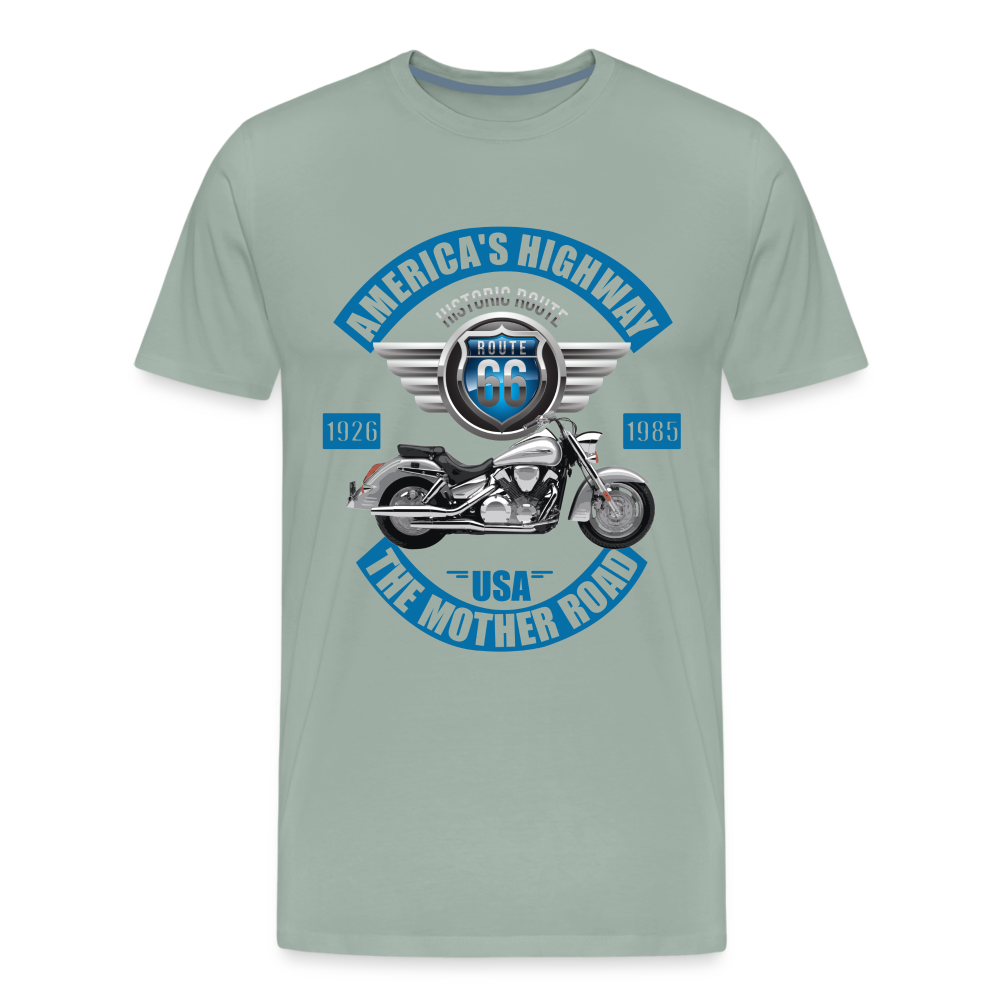 America's Road, Route 66 Shirt, Fathers Day Gift, Mother Road, Route 66 T-Shirt, Road Trip Shirt, Route 66 USA Motorcycle Biker Souvenir Tee - steel green