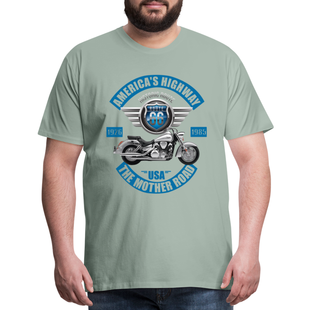 America's Road, Route 66 Shirt, Fathers Day Gift, Mother Road, Route 66 T-Shirt, Road Trip Shirt, Route 66 USA Motorcycle Biker Souvenir Tee - steel green
