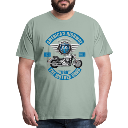 America's Road, Route 66 Shirt, Fathers Day Gift, Mother Road, Route 66 T-Shirt, Road Trip Shirt, Route 66 USA Motorcycle Biker Souvenir Tee - steel green