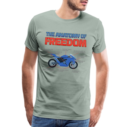The Anatomy Of Freedom Shirt, Motorcycle Shirt, Biker Shirt, Motorcycle Gift, Gift For Biker, Motor Cross, Motorcycle Anatomy, Sports Bike. - steel green