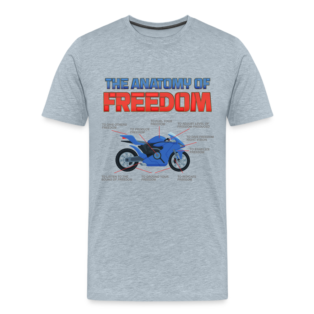 The Anatomy Of Freedom Shirt, Motorcycle Shirt, Biker Shirt, Motorcycle Gift, Gift For Biker, Motor Cross, Motorcycle Anatomy, Sports Bike. - heather ice blue