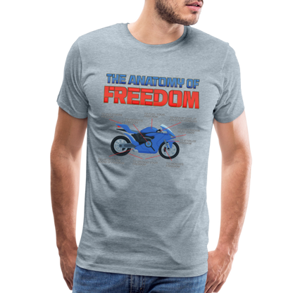 The Anatomy Of Freedom Shirt, Motorcycle Shirt, Biker Shirt, Motorcycle Gift, Gift For Biker, Motor Cross, Motorcycle Anatomy, Sports Bike. - heather ice blue