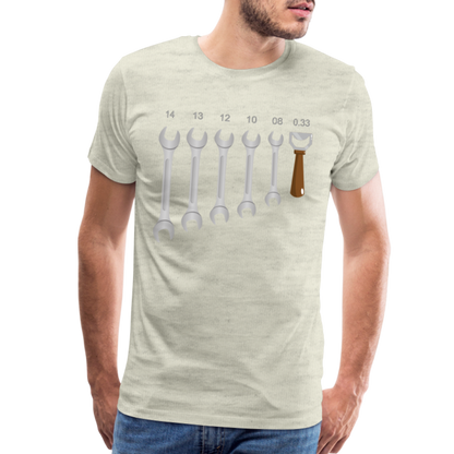 Wrench Bottle Opener Shirt, Funny Mechanic Shirt, Tools Car Fix Shirt, Engineer Gift Shirt, For Him Her T-shirt - heather oatmeal