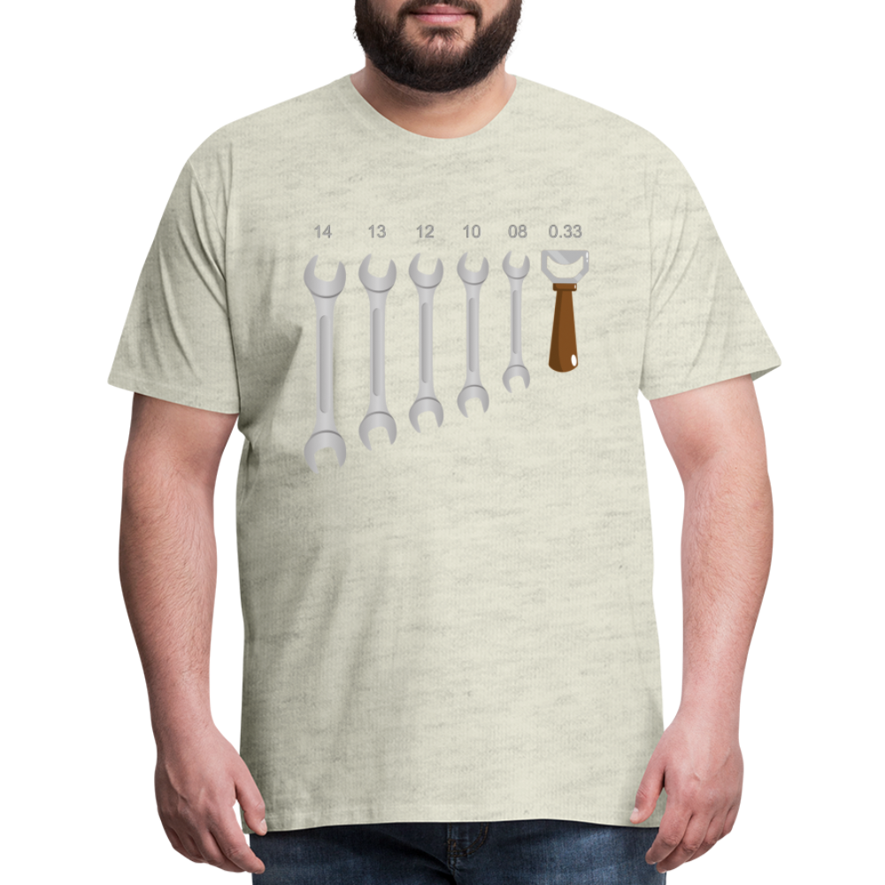 Wrench Bottle Opener Shirt, Funny Mechanic Shirt, Tools Car Fix Shirt, Engineer Gift Shirt, For Him Her T-shirt - heather oatmeal