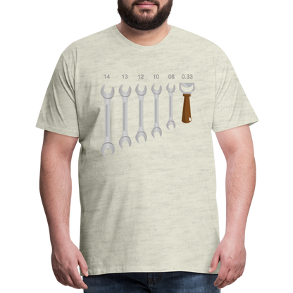 Wrench Bottle Opener Shirt, Funny Mechanic Shirt, Tools Car Fix Shirt, Engineer Gift Shirt, For Him Her T-shirt - heather oatmeal