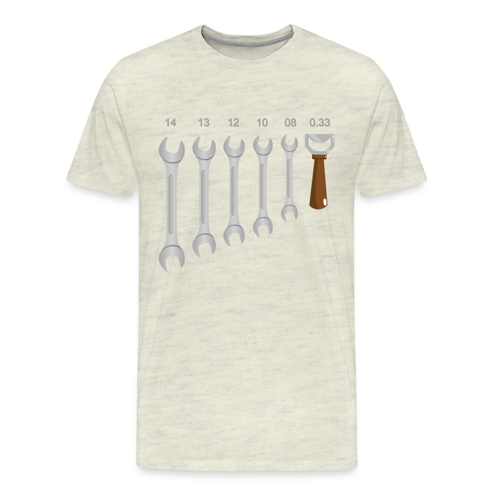 Wrench Bottle Opener Shirt, Funny Mechanic Shirt, Tools Car Fix Shirt, Engineer Gift Shirt, For Him Her T-shirt - heather oatmeal