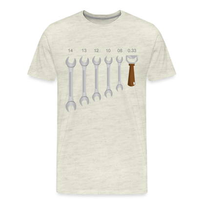 Wrench Bottle Opener Shirt, Funny Mechanic Shirt, Tools Car Fix Shirt, Engineer Gift Shirt, For Him Her T-shirt - heather oatmeal