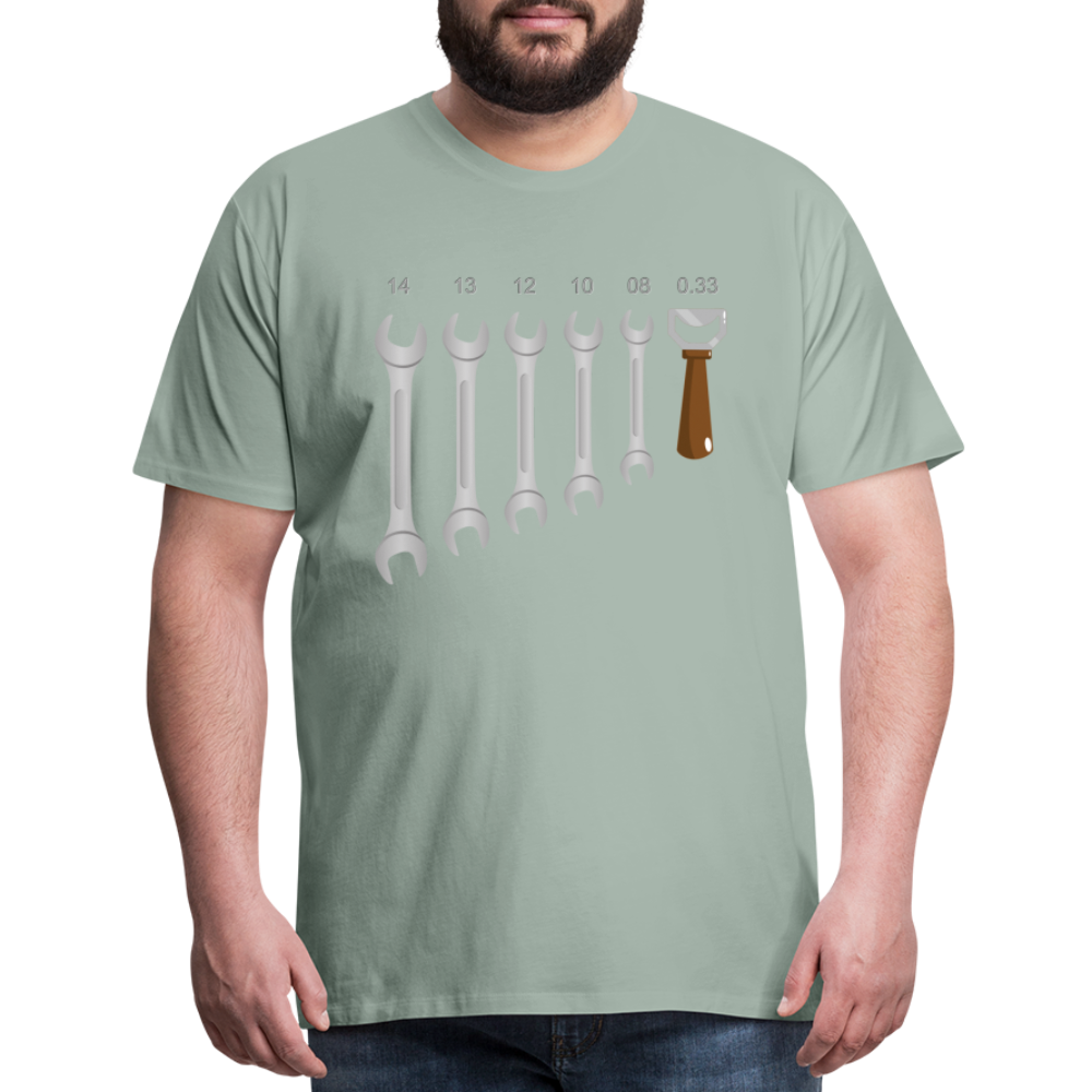 Wrench Bottle Opener Shirt, Funny Mechanic Shirt, Tools Car Fix Shirt, Engineer Gift Shirt, For Him Her T-shirt - steel green