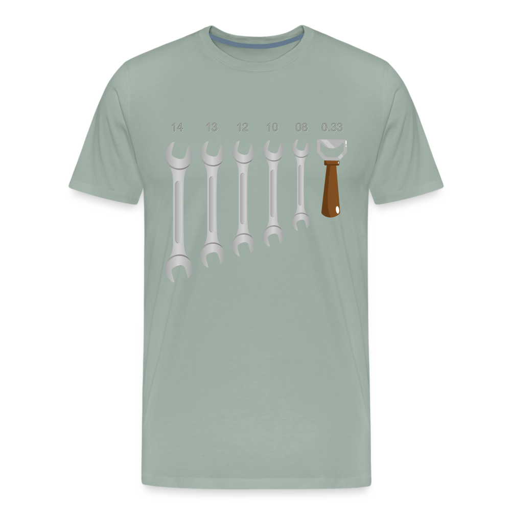 Wrench Bottle Opener Shirt, Funny Mechanic Shirt, Tools Car Fix Shirt, Engineer Gift Shirt, For Him Her T-shirt - steel green