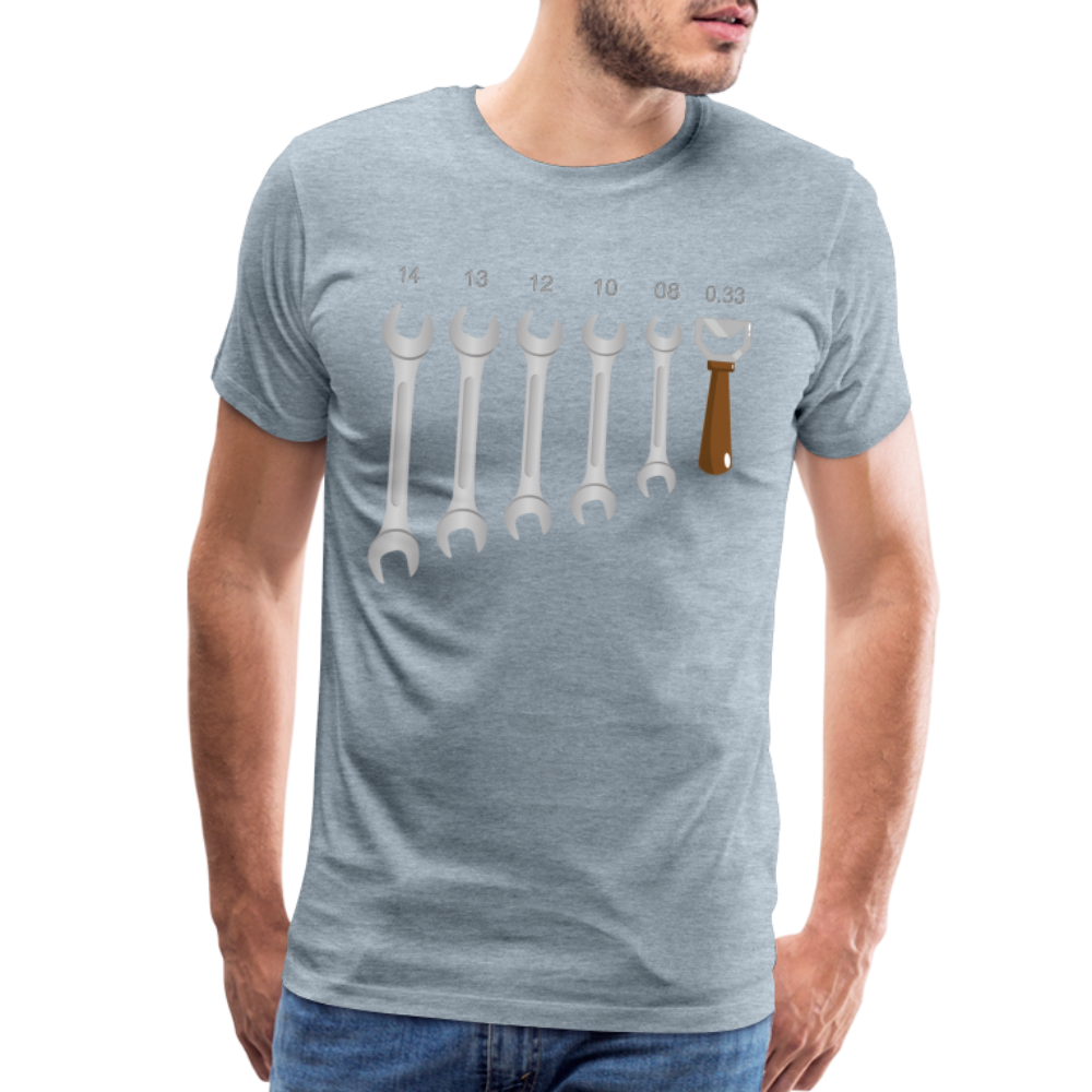 Wrench Bottle Opener Shirt, Funny Mechanic Shirt, Tools Car Fix Shirt, Engineer Gift Shirt, For Him Her T-shirt - heather ice blue
