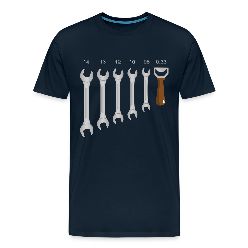 Wrench Bottle Opener Shirt, Funny Mechanic Shirt, Tools Car Fix Shirt, Engineer Gift Shirt, For Him Her T-shirt - deep navy