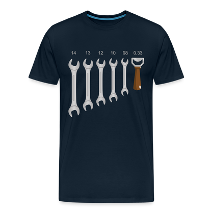 Wrench Bottle Opener Shirt, Funny Mechanic Shirt, Tools Car Fix Shirt, Engineer Gift Shirt, For Him Her T-shirt - deep navy