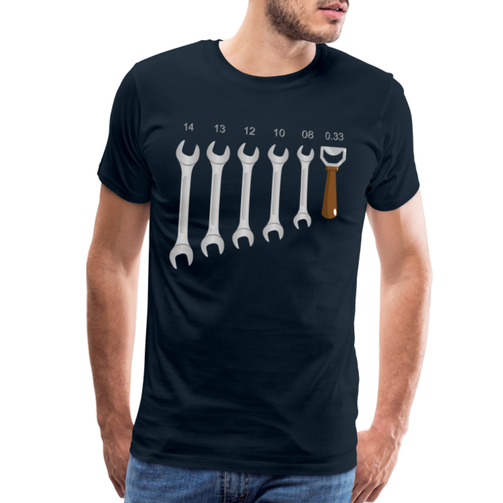 Wrench Bottle Opener Shirt, Funny Mechanic Shirt, Tools Car Fix Shirt, Engineer Gift Shirt, For Him Her T-shirt - deep navy