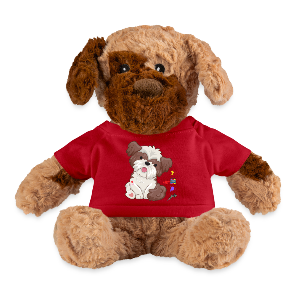 Dog Mama Plushy, Dog Lover Plushy, I Love Mom Dog Plushy, Funny Dog Lover Plushy, Plushy Dog With Shirt, Dog Dad Plushy, Dog Mom Plushy, Gift For Her, - red