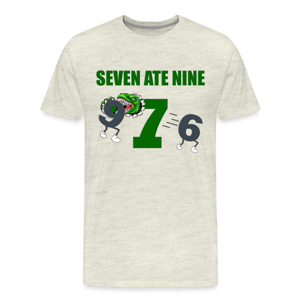 Seven Ate Nine, Funny Math Shirt, Seven Eight Nine, 7 ate 9, 7 8 9, Math, Mathematics, Science, Funny Geeks Shirt, Math Teacher Shirt - heather oatmeal