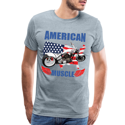 American Muscle Shirt, Motorcycle Shirt, Biker Shirt, Motorcycle Gift, Motorcycle Tshirt, Motorcycle Shirts, Motorcycle T Shirt, Biker Shirts - heather ice blue
