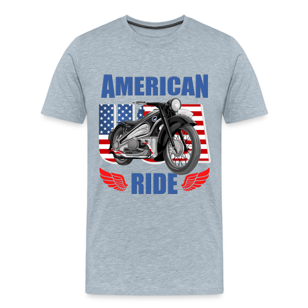 American Ride Shirt, Motorcycle Shirt, Biker Shirt, Motorcycle Gift, Motorcycle Tshirt, Motorcycle Shirts, Motorcycle T Shirt, Biker Shirts - heather ice blue