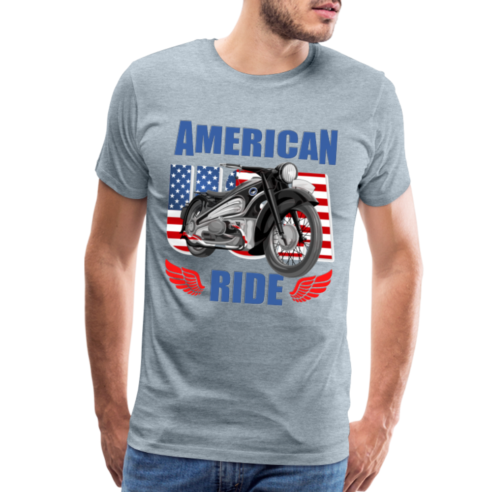 American Ride Shirt, Motorcycle Shirt, Biker Shirt, Motorcycle Gift, Motorcycle Tshirt, Motorcycle Shirts, Motorcycle T Shirt, Biker Shirts - heather ice blue