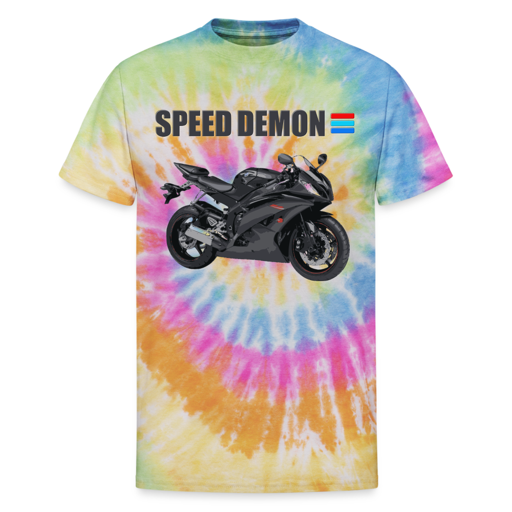 Motorcycle Gift, Motorcycle Shirt, Biker Shirt, Speed Demon Shirt, Motorcycle Tshirt, Motorcycle T Shirt, Racing Shirt, Sports Bike Shirt, Unisex Tie Dye T-Shirt - rainbow