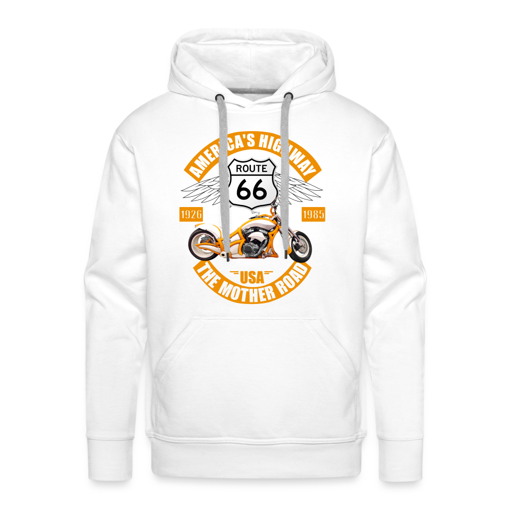Route 66 Hoodie, Americas Road, Fathers Day Gift, Mother Road, Route 66 Hoodie, Road Trip Hoodie, Route 66 Usa Motorcycle Biker Souvenir Men’s Premium Hoodie - white