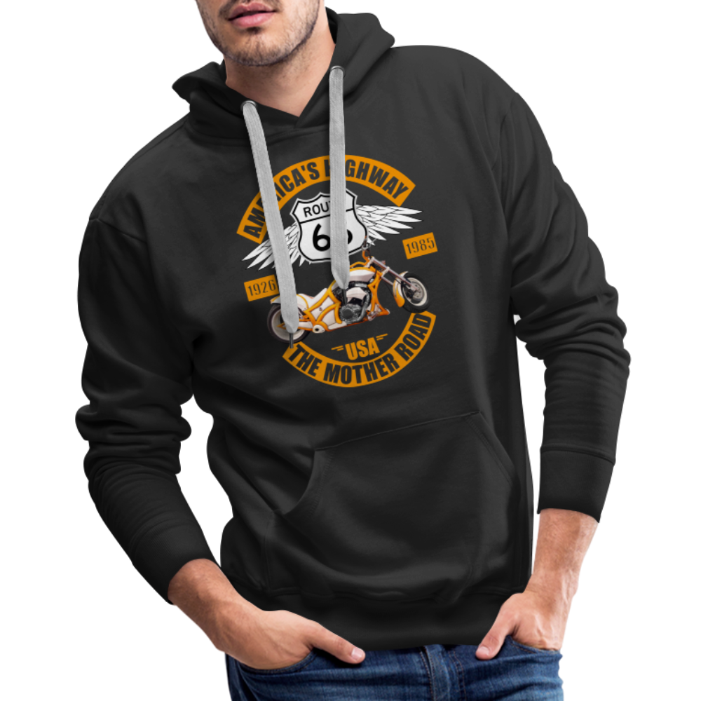 Route 66 Hoodie, Americas Road, Fathers Day Gift, Mother Road, Route 66 Hoodie, Road Trip Hoodie, Route 66 Usa Motorcycle Biker Souvenir Men’s Premium Hoodie - black