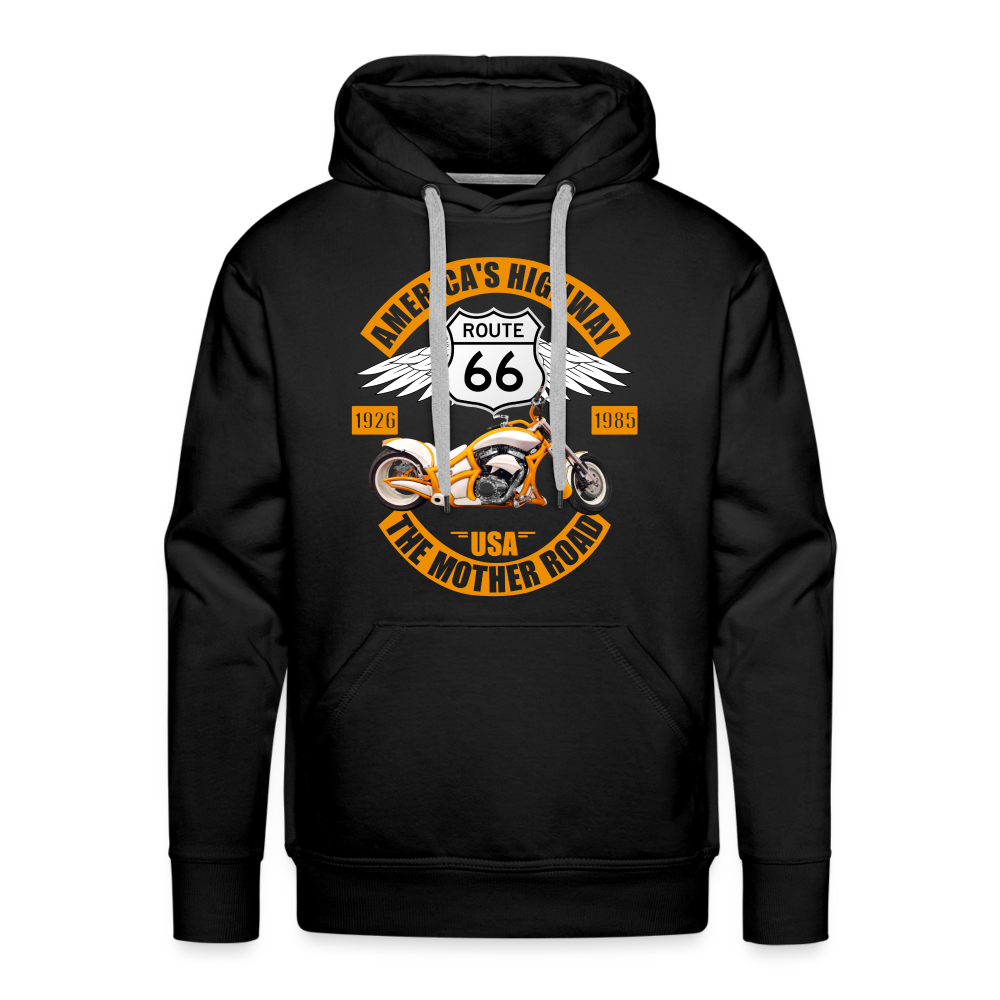 Route 66 Hoodie, Americas Road, Fathers Day Gift, Mother Road, Route 66 Hoodie, Road Trip Hoodie, Route 66 Usa Motorcycle Biker Souvenir Men’s Premium Hoodie - black