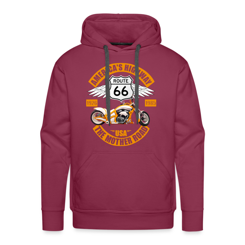 Route 66 Hoodie, Americas Road, Fathers Day Gift, Mother Road, Route 66 Hoodie, Road Trip Hoodie, Route 66 Usa Motorcycle Biker Souvenir Men’s Premium Hoodie - burgundy