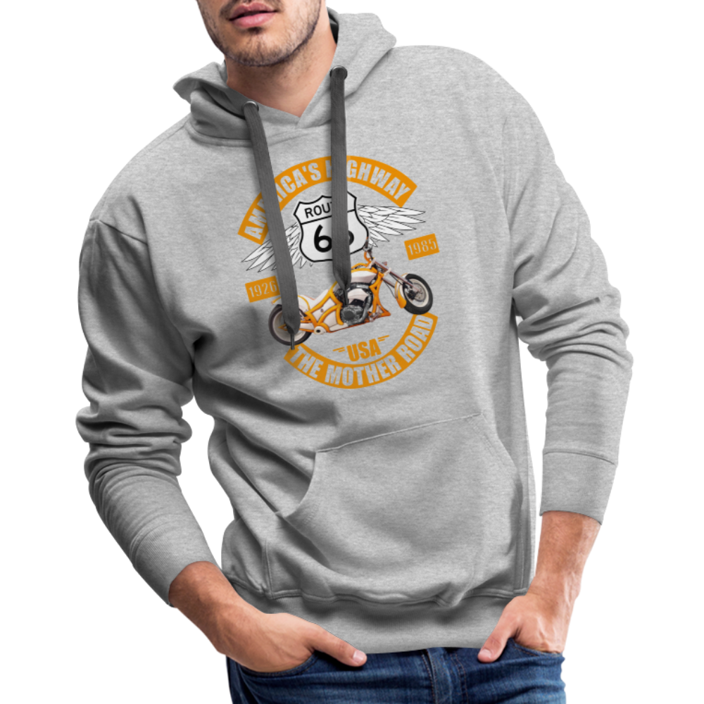 Route 66 Hoodie, Americas Road, Fathers Day Gift, Mother Road, Route 66 Hoodie, Road Trip Hoodie, Route 66 Usa Motorcycle Biker Souvenir Men’s Premium Hoodie - heather grey