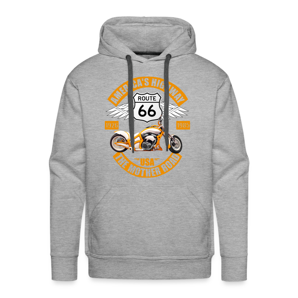 Route 66 Hoodie, Americas Road, Fathers Day Gift, Mother Road, Route 66 Hoodie, Road Trip Hoodie, Route 66 Usa Motorcycle Biker Souvenir Men’s Premium Hoodie - heather grey
