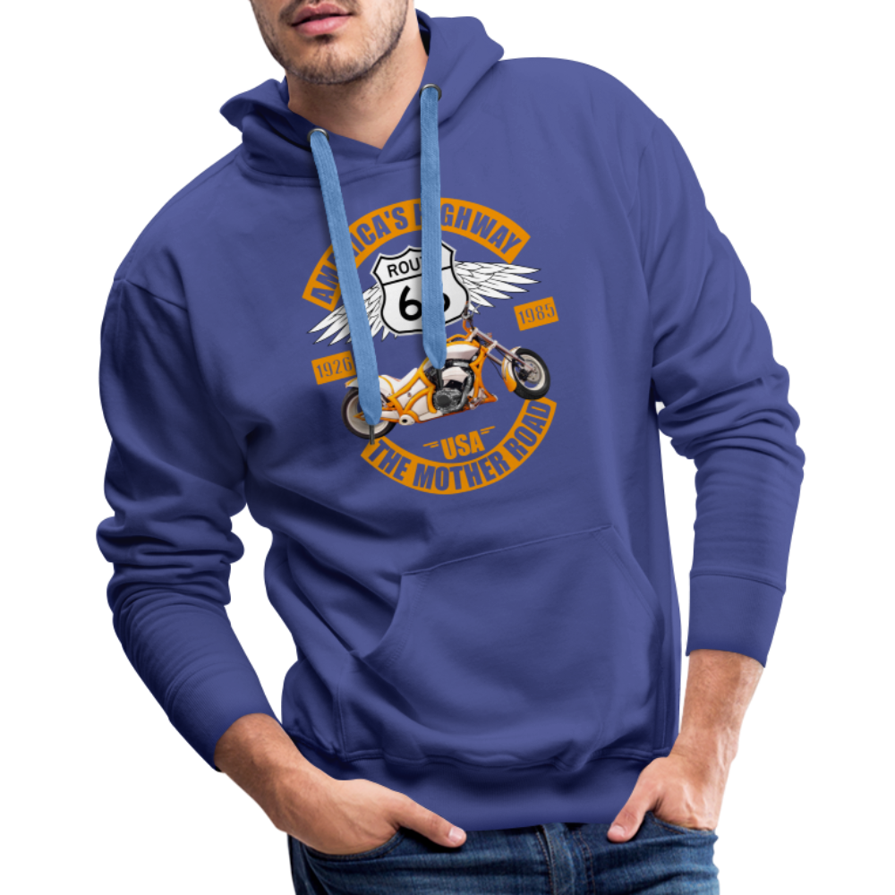 Route 66 Hoodie, Americas Road, Fathers Day Gift, Mother Road, Route 66 Hoodie, Road Trip Hoodie, Route 66 Usa Motorcycle Biker Souvenir Men’s Premium Hoodie - royal blue
