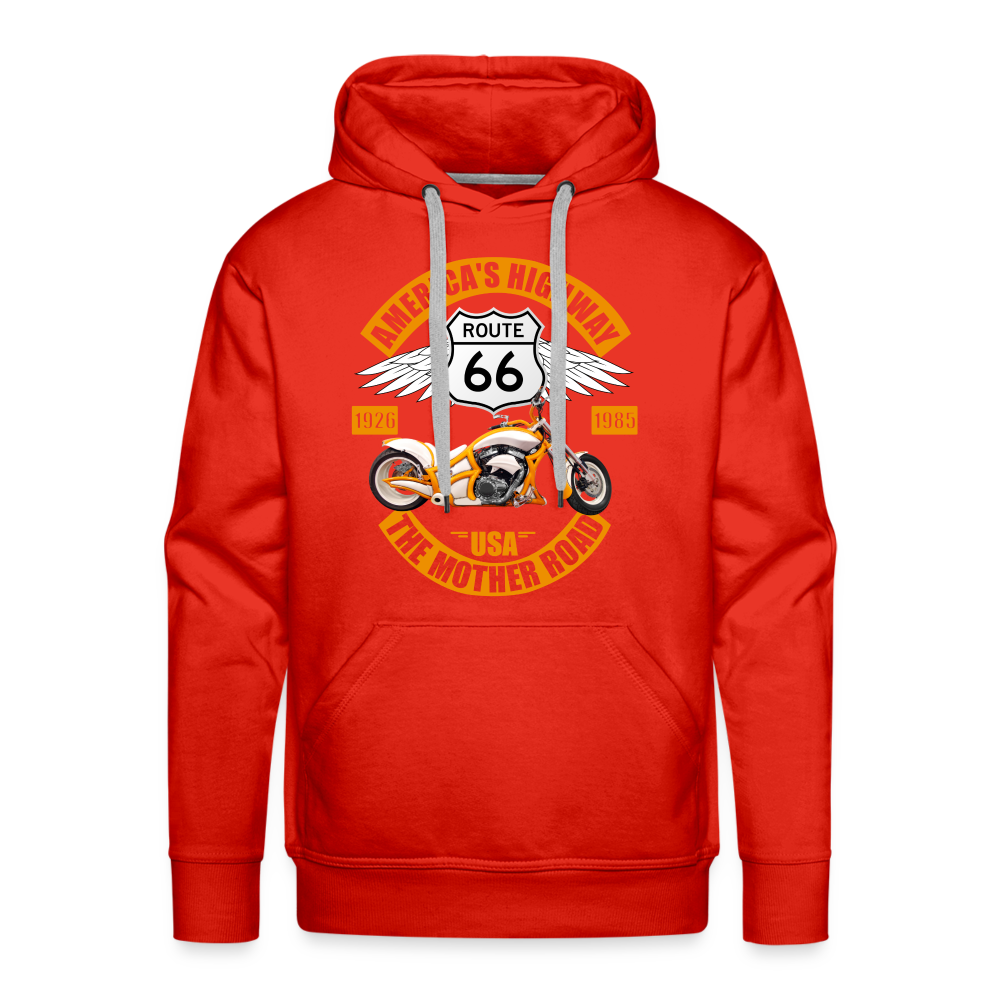 Route 66 Hoodie, Americas Road, Fathers Day Gift, Mother Road, Route 66 Hoodie, Road Trip Hoodie, Route 66 Usa Motorcycle Biker Souvenir Men’s Premium Hoodie - red