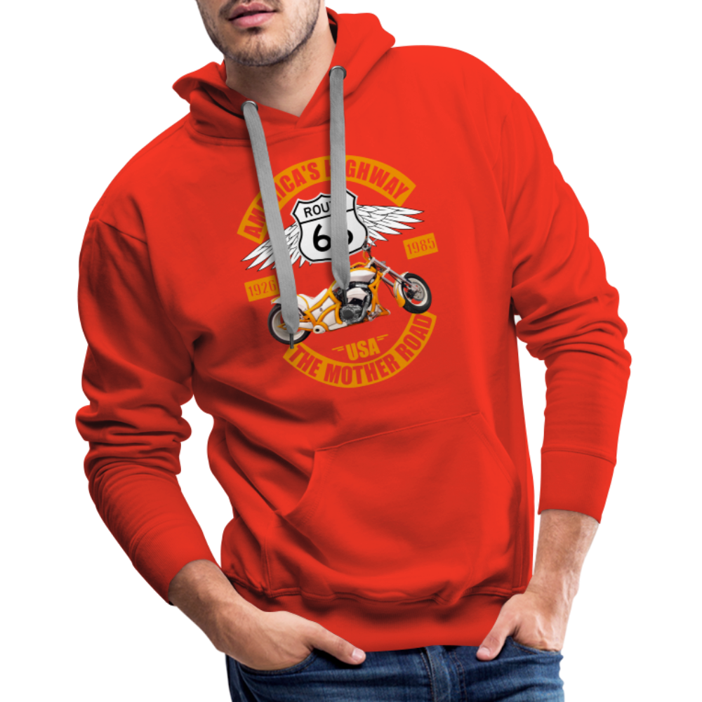 Route 66 Hoodie, Americas Road, Fathers Day Gift, Mother Road, Route 66 Hoodie, Road Trip Hoodie, Route 66 Usa Motorcycle Biker Souvenir Men’s Premium Hoodie - red
