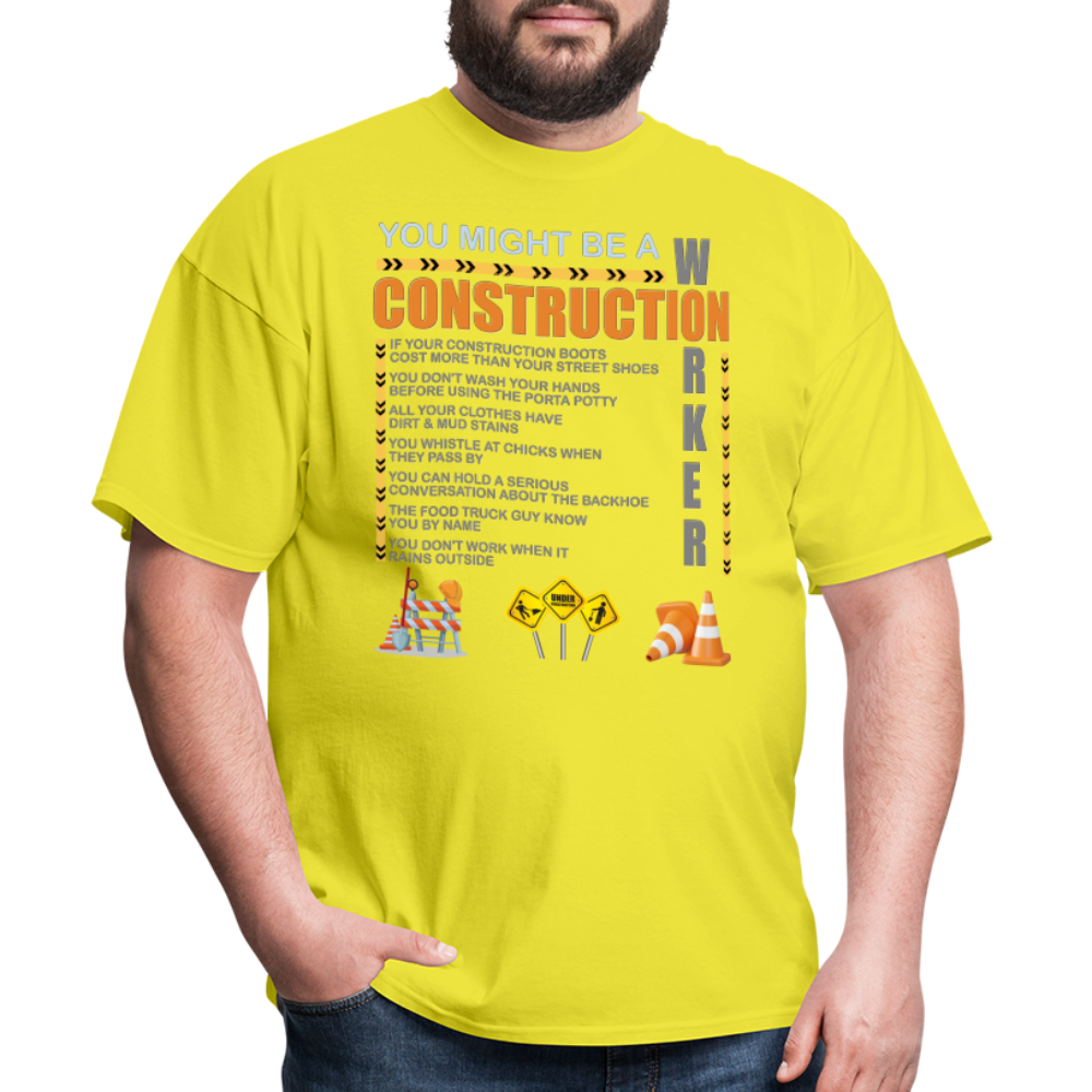 Construction Gift, Construction Crew, Construction Worker, You Might Be A, Construction Party, Construction Manager, Engineering Shirt, Dump Truck Shirt, Construction Theme, Funny Dad Shirt, Fathers Day Shirt - yellow