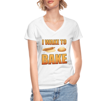I Wake To Bake, Baking Baking Shirt, Baking Gifts, Funny Baker Shirt, Cookie Shirt, Baking Lover, Baker Baking T-Shirt - white
